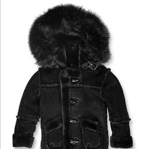 JET BLACK SHEARLING COAT